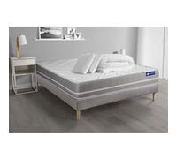 Pack prêt a dormir matelas Memoire de forme ACTIMEMO TOUCH 140x200 3zones confort + sommier KIT gris + 2 oreillers + couette