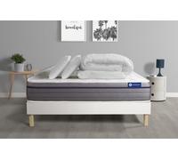 Pack prêt à dormir matelas Mémoire de forme ACTIMEMO ZEN 140x200 7zones de confort + sommier KIT blanc + 2 oreillers +couette