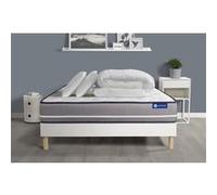 Pack prêt a dormir matelas Ressorts ensaches ACTIFLEX PUR 140x200 3zones de confort + sommier KIT blanc + 2 oreillers+couette