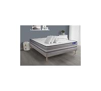 Pack prêt à dormir matelas Ressorts ensachés ACTIFLEX PUR 180x200 3zones de confort + sommier KIT gris + 2 oreillers+couette G