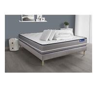 Pack Prêt A Dormir Matelas Ressorts Ensaches Actiflex Pur 200x200 3zones De Confort + Sommier Kit Gris + 2 Oreillers+Couette