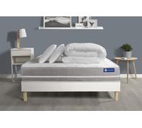Pack Prêt A Dormir Matelas Ressorts Ensaches Actiflex Touch 140x200 3zones Confort + Sommier Kit Blanc + 2 Oreillers +Couette