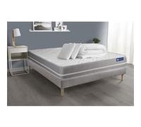 Pack Prêt A Dormir Matelas Ressorts Ensaches Actiflex Touch 140x200 3zones Confort + Sommier Kit Gris + 2 Oreillers +Couette