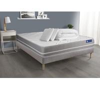 Pack Prêt A Dormir Matelas Ressorts Ensaches Actiflex Touch 160x200 3zones Confort + Sommier Kit Gris + 2 Oreillers +Couette