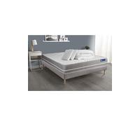 Pack Prêt A Dormir Matelas Ressorts Ensaches Actiflex Touch 180x200 3zones Confort + Sommier Kit Gris + 2 Oreillers +Couette