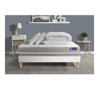 Pack prêt à dormir matelas Ressorts ensachés ACTIFLEX TOUCH 200x200 3zones confort + sommier KIT blanc + 2 oreillers +couette G