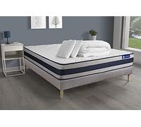 Pack Prêt A Dormir Matelas Ressorts Ensaches + Memoire De Forme Actiflex Ergo 140x190 + Sommier Kit Gris +2oreillers+Couette