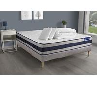 Pack Prêt A Dormir Matelas Ressorts Ensaches + Memoire De Forme Actiflex Ergo 140x190 + Sommier Kit Gris +2oreillers+Couette