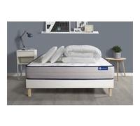 Pack Prêt A Dormir Matelas Ressorts Ensaches + Memoire De Forme Actiflex Form 200x200 + Sommier Kit Blanc +2oreillers+Couette