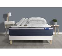 Pack prêt à dormir matelas Ressorts ensachés+Mémoire de forme ACTIFLEX MAX 140x190cm + sommier KIT blanc + 2oreillers+couette