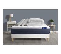 Pack Prêt A Dormir Matelas Ressorts Ensaches+Memoire De Forme Actiflex Max 140x200cm + Sommier Kit Blanc + 2oreillers+Couette