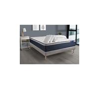 Pack prêt a dormir matelas Ressorts ensaches+Memoire de forme ACTIFLEX MAX 140x200cm + sommier KIT gris + 2oreillers+couette