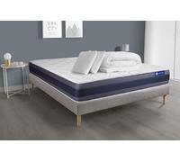 Pack Prêt A Dormir Matelas Ressorts Ensaches+Memoire De Forme Actiflex Morpho 140x190 + Sommier Kit Gris +2oreillers+Couette