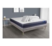 Pack prêt à dormir matelas Ressorts ensachés+Mémoire de forme ACTIFLEX MORPHO 140x190 + sommier KIT gris +2oreillers+couette G