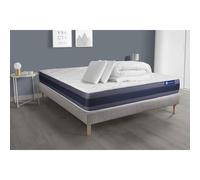 Pack prêt à dormir matelas Ressorts ensachés+Mémoire de forme ACTIFLEX MORPHO 160x200 + sommier KIT gris +2oreillers+couette