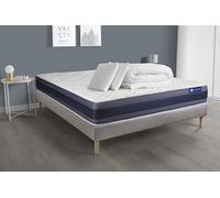 Pack Prêt A Dormir Matelas Ressorts Ensaches+Memoire De Forme Actiflex Morpho 160x200 + Sommier Kit Gris +2oreillers+Couette