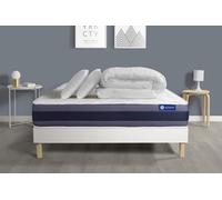 Ensemble matelas et sommier Actisom Pack prêt à dormir matelas Ressorts ensachés+Mémoire de forme ACTIFLEX MORPHO 200x200 + sommier KIT blanc +2oreillers+couette