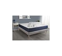 Pack prêt à dormir matelas Ressorts ensachés + Mémoire de forme ACTIFLEX SLEEP 160x200 + sommier KIT gris +2oreillers+couette