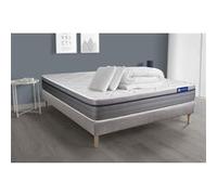 Pack prêt a dormir matelas Ressorts ensaches+Memoire de forme ACTIFLEX ZEN 140x200 + sommier KIT gris + 2 oreillers +couette