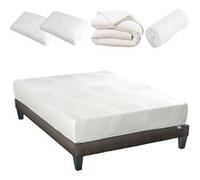 LITERIE - Pack Prêt à dormir PARIS 140x190 cm - Matelas Mémoire de forme + Sommier + Accessoires