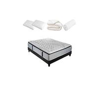 Pack Prêt à dormir PHIGALIE 140x190 cm - Matelas Ressorts ensachés + Sommier + Accessoires