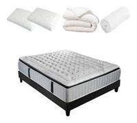 Pack Prêt à dormir PHIGALIE 140x190 cm - Matelas Ressorts ensachés + Sommier + Accessoires G
