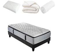 Pack Prêt à dormir PHIGALIE 90x190 cm - Matelas Ressorts ensachés + Sommier + Accessoires G