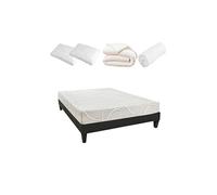Ensemble matelas et sommier Olympe Literie - Pack Prêt à dormir POSEIDON 140x200 cm - Matelas Mémoire de forme + Sommier + Accessoires