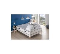 Pack sommier matelas 140 x 190 cm - Hauteur 24 cm - Couette et 2 oreillers - 7 zones - réversible - fabriqué en Belgique