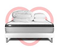 Pack prêt à dormir 200 x 200 cm Mousse polyuréthane à mémoire de forme VITAL ERGO - 26 cm - Ferme - sommier kit Blanc