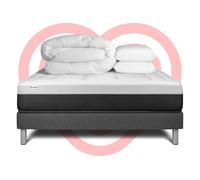 Pack prêt à dormir 140 x 190 cm Ressorts ensachés et Mémoire de forme VITAL FORM - 22 cm - Ferme - sommier kit Gris