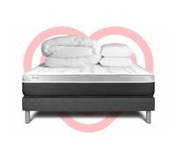 Pack lit complet - Matelas 140x190 cm + Sommier tapissier à lattes (en kit) + 2 oreillers + Couette - Vital Soft G