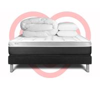 Pack lit complet - Matelas 180x200 cm + Sommier tapissier à lattes (en kit) + 2 oreillers + Couette - Vital Soft G