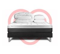 Vitalit Pack prêt à dormir Vital Soft Matelas 200x200 cm Sommier kit noir 2 oreillers + couette
