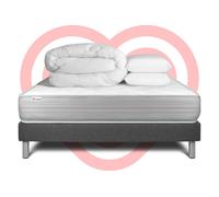 Pack Prêt A Dormir Vitalmemo 140 X 190 Cm Sommier Kit Gris