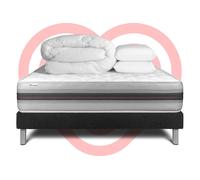 Pack lit complet - Matelas 160x200 cm + Sommier tapissier à lattes (en kit) + 2 oreillers + Couette - Vitalmemo Back G