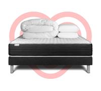 Pack Prêt A Dormir Vitalmemo One 140 X 190 Cm Sommier Kit Noir