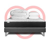 Pack Prêt A Dormir Vitalmemo One 200 X 200 Cm Sommier Kit Gris
