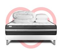 Pack Prêt A Dormir Vitalpower Zen 140 X 190 Cm Sommier Kit Blanc