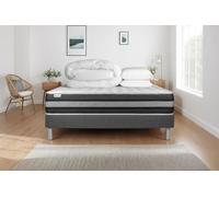 Pack prêt à Dormir VITALSPRING Zen 160 x 200 cm sommier Kit Gris | Epaisseur : 26 cm | Confort : Ferme