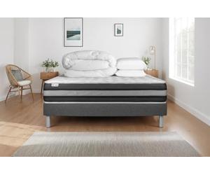 Pack prêt à Dormir VITALSPRING Zen 160 x 200 cm sommier Kit Gris | Epaisseur : 26 cm | Confort : Ferme