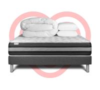 Pack prêt a dormir VITALSPRING ZEN 200 x 200 cm sommier Kit gris