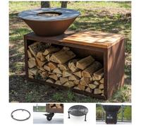 Pack Printemps Brasero Plancha Barbecue Traditionnel Acier Corten Simple Cuve 83x90 cm - Un brasero traditionnel compact en acier