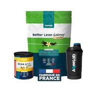 Pack Prise de Masse complet : Force Energie & Récupération • Croissance Musculaire • Lean Gainer Vanille + BCAA 4:1:1 + Shaker • Eco-responsable • Fabriqué en France • AqeeLab Nutrition