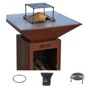 Pack Privilege Brasero Auvergnat Corten Bois Carre 62 Simple Cuve - Avec rangement bois
