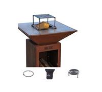 Pack Privilege Brasero Auvergnat Corten Bois Carre 62 Simple Cuve - Avec rangement bois