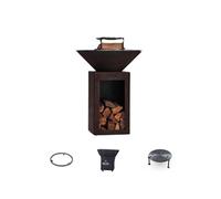 Pack Privilege Brasero Auvergnat Corten Bois Rond 62 Simple Cuve - Avec rangement bois