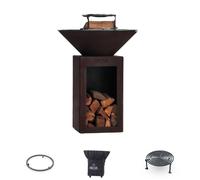 Pack Privilege Brasero Auvergnat Corten Bois Rond 62 Simple Cuve - Avec rangement bois