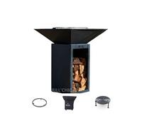 Pack Privilege Brasero Cevenol Acier Bois Carre 74 Noir Double Cuve