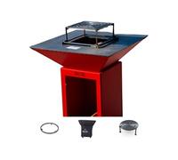 Pack Privilege Brasero Cevenol Acier Bois Carre 74 Rouge Double Cuve